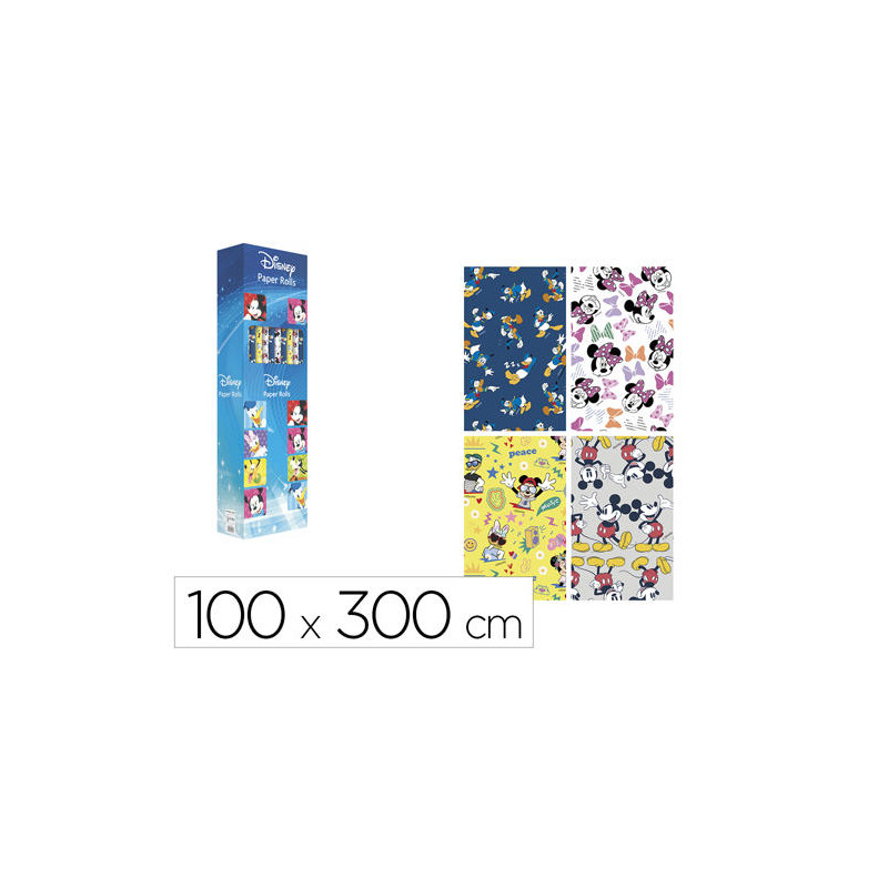 PAPEL DE REGALO BASIKA DISNEY ROLLO ANCHO 100 CM LONGITUD 3 MT DISEÑOS SURTIDOS GRAMAJE 50 GR