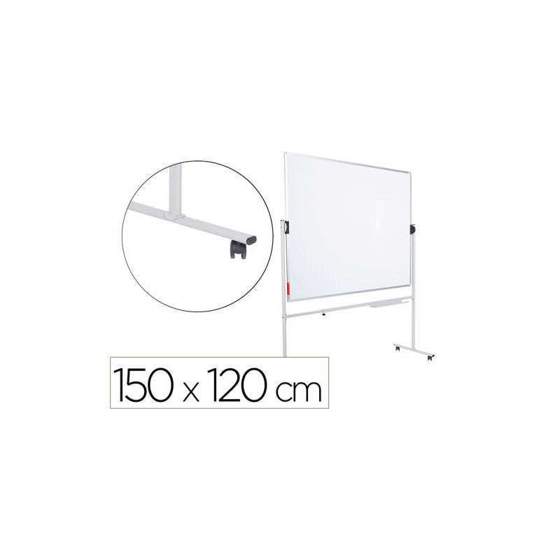 PIZARRA BLANCA ROCADA VOLTEABLE DOBLE CARA MAGNETICA ACERO LACADO 150X120 CM