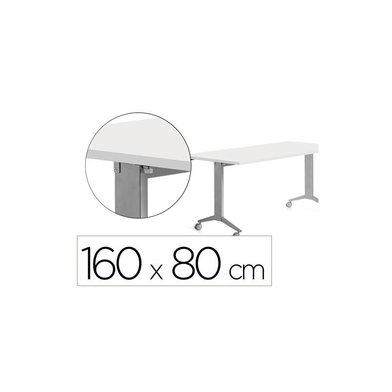 MESA ROCADA 2002FD04 CON TABLERO ABATIBLE COLOR ALUMINIO/BLANCO 160X80 CM