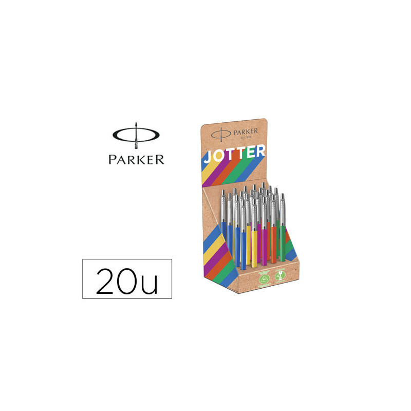 BOLIGRAFO PARKER JOTTER ORIGINALS RECYCLED AÑOS 90 EXPOSITOR 20 UNIDADES CON 5 COLORES SURTIDOS