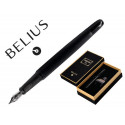 PLUMA Y FRASCO DE TINTA BELIUS ORIGEN 1995 ALUMINIO TEXTURA CEPILLADA COLOR NEGRO TINTA NEGRA CAJA D