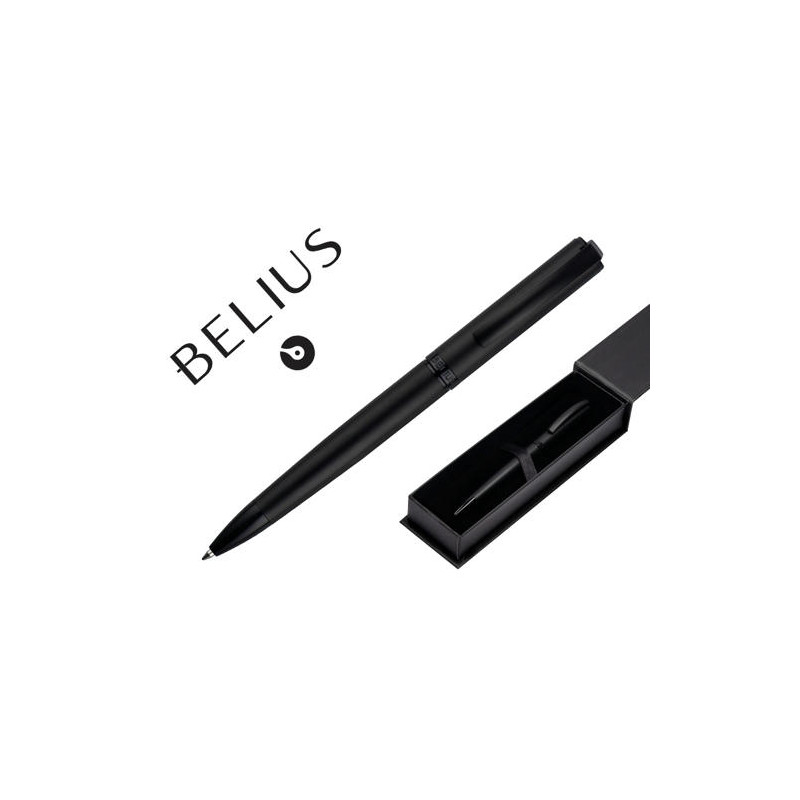 ROLLER BELIUS TURBO ALUMINIO COLOR NEGRO TINTA AZUL CAJA DE DISEÑO