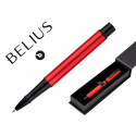 BOLIGRAFO BELIUS TURBO ALUMINIO COLOR ROJO Y NEGRO TINTA AZUL CAJA DE DISEÑO