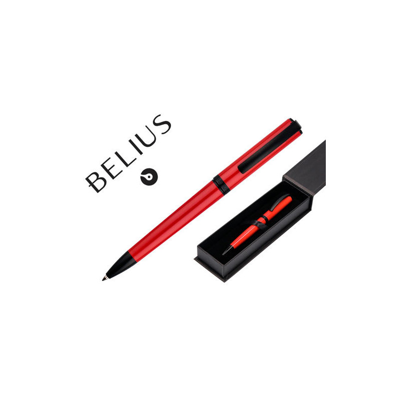 ROLLER BELIUS TURBO ALUMINIO COLOR ROJO Y NEGRO TINTA AZUL CAJA DE DISEÑO