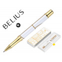 BOLIGRAFO BELIUS CARTE BLANCHE COLOR Y BLANCO DORADO TINTA AZUL CAJA DE DISEÑO