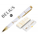 ROLLER BELIUS CARTE BLANCHE COLOR BLANCO Y DORADO TINTA NEGRA CAJA DE DISEÑO