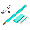 ROLLER BELIUS AQUA ALUMINIO COLOR TURQUESA Y DORADO TINTA NEGRA CAJA DE DISEÑO
