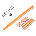 BOLIGRAFO BELIUS ROSE ALUMINIO COLOR NARANJA/ORO ROSA TINTA AZUL CAJA DE DISEÐO