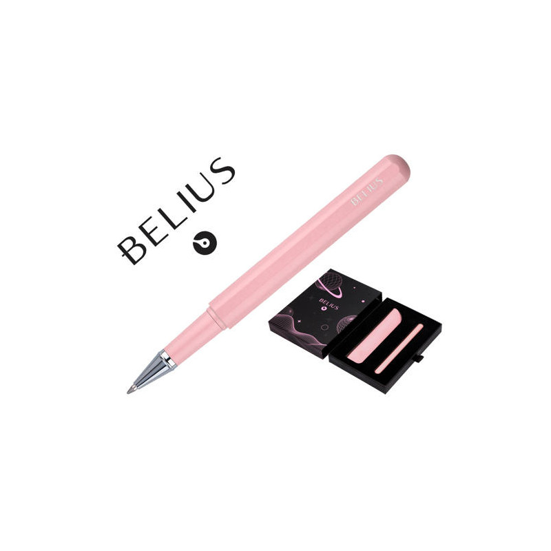 ROLLER Y FUNDA DE SIMILPIEL BELIUS SPACE B COLOR MINIMALISTA ROSA TINTA AZUL CAJA DE DISEÑO
