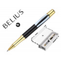 BOLIGRAFO BELIUS DUALITA CUERPO BLANCO COLOR NEGRO TINTA AZUL CAJA DE DISEÑO