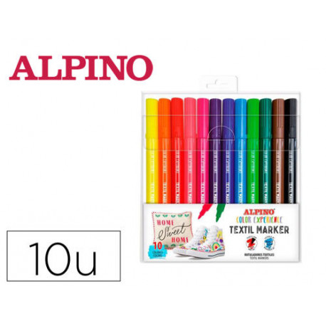 ROTULADOR ALPINO TEXTIL MARKER COLOR EXPERIENCE ESTUCHE DE 10 UNIDADES COLORES SURTIDOS ROTULADOR ALPINO TEXTIL MARKER COLOR EXPERIENCE ESTUCHE DE 10 UNIDADES COLORES SURTIDOS