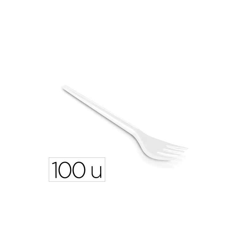 TENEDOR DE PLASTICO BLANCO REUTILIZABLE PAQUETE DE 100 UNIDADES