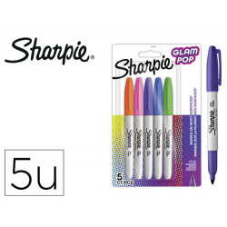 ROTULADOR SHARPIE PERMANENTE FINO GLAM POP BLISTER DE 5 UNIDADES COLORES SURTIDOS