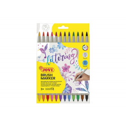 ROTULADOR JOVI LETTERING DOBLE PUNTA FINA Y PINCEL ESTUCHE 12 UNIDADES COLORES SURTIDOS