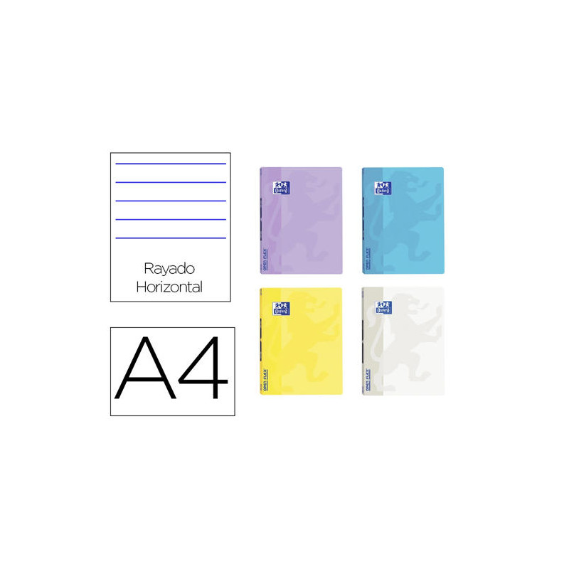 LIBRETA GRAPADA OXFORD OPENFLEX TAPA PLASTICO DIN A4 48 HOJAS HORIZONTAL COLORES PASTEL SURTIDOS