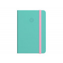 CUADERNO CON GOMILLA ANTARTIK NOTES TAPA DURA A5 HOJAS CUADRICULA ROSA Y TURQUESA 100 HOJAS 80 GR FS