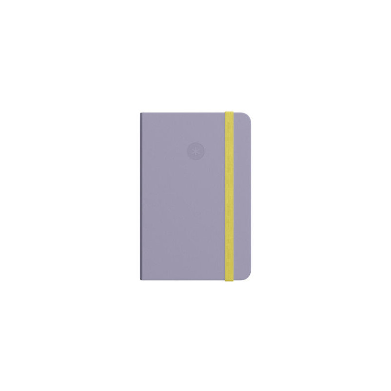 CUADERNO CON GOMILLA ANTARTIK NOTES TAPA BLANDA A6 CUADRICULA MORADO Y AMARILLO 100 HOJAS 80 GR FSC