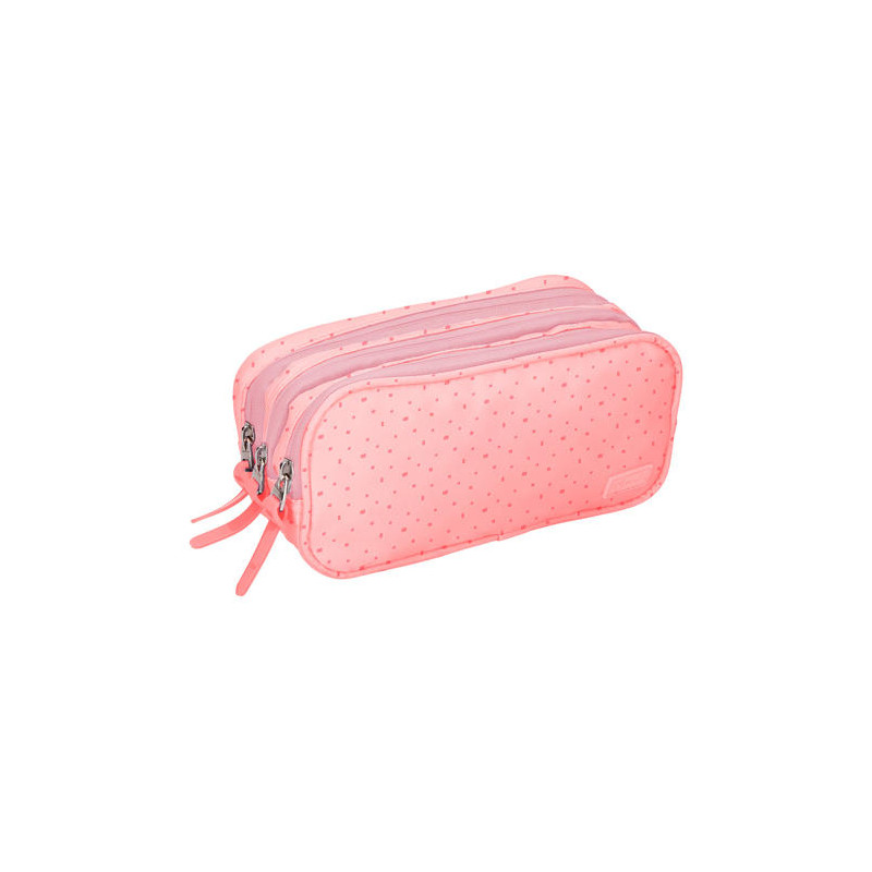 ESTUCHE PORTATODO LIDERPAPEL MULTIBOLSILLO 3 CREMALLERAS ROSA ESTRELLAS A JUEGO CON MOCHILA 150X90X2