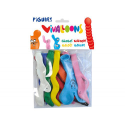 GLOBO 100% LATEX BIODEGRADABLE FORMA FIGURAS COLORES SURTIDOS BLISTER DE 10 UNIDADES