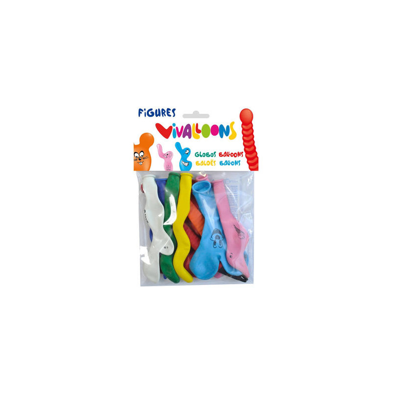 GLOBO 100% LATEX BIODEGRADABLE FORMA FIGURAS COLORES SURTIDOS BLISTER DE 10 UNIDADES