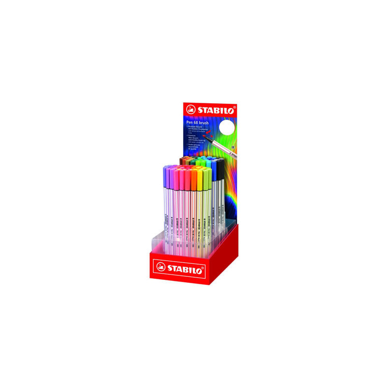 ROTULADOR STABILO ACUARELABLE PEN 68 BRUSH ARTY LINE PUNTA PINCEL EXPOSITOR DE 80 UNIDADES COLORES S