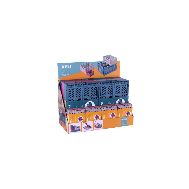 CAJA ALMACENAMIENTO APLI PLEGABLE UP NORTH EXPOSITOR DE 26 UNIDADES TAMA¥OS Y COLORES SURTIDOS