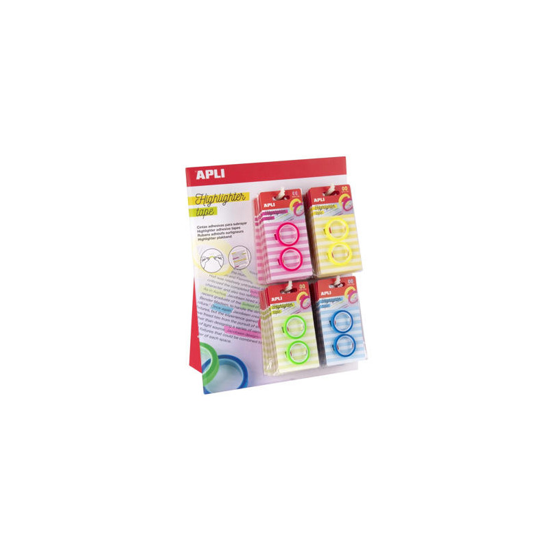 CINTA ADHESIVA APLI NEON PARA RESALTAR TEXTOS PACK DE 2 UNIDADES COLORES SURTIDOS