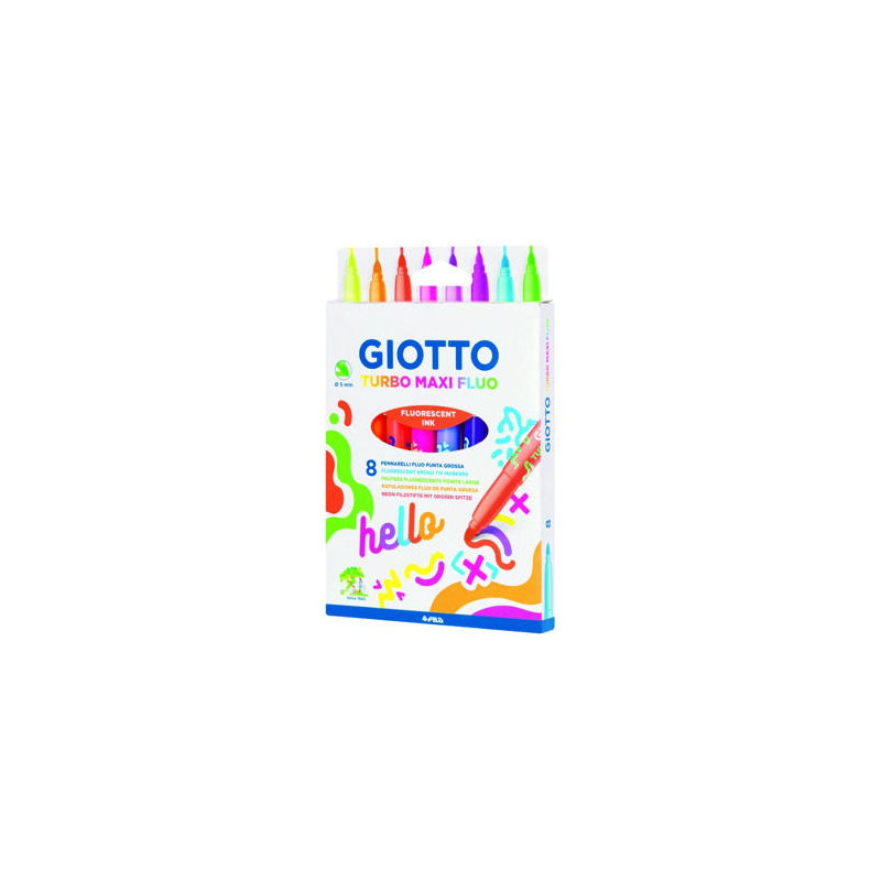 ROTULADOR GIOTTO TURBO MAXI FLUO CAJA DE 8 UNIDADES COLORES SURTIDOS