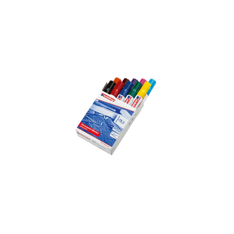 ROTULADOR EDDING MARCADOR PERMANENTE 500 PUNTA BISELADA 7 MM CAJA DE 10 UNIDADES COLORES SURTIDOS