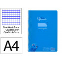 CUADERNO ESPIRAL LIDERPAPEL DIN A4 PAUTAGUIA TAPA PLASTICO 80H 90GR CUADRO PAUTADO 3MM CON MARGEN CO