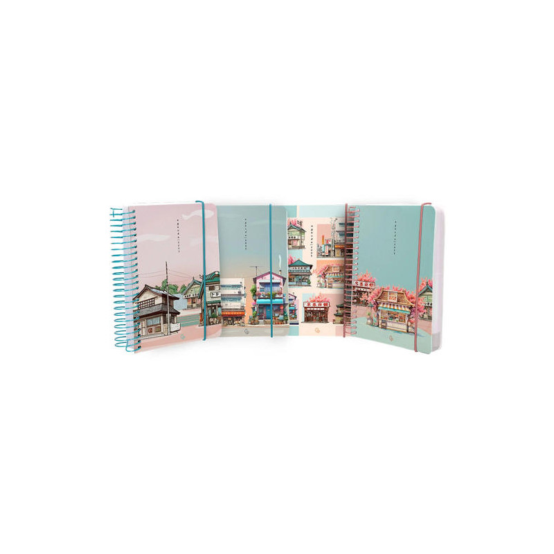 AGENDA ESPIRAL LIDERPAPEL SANTORINI A6 2025 DIA PAGINA 4 DISEÑOS SURTIDOS PAPEL 60GR