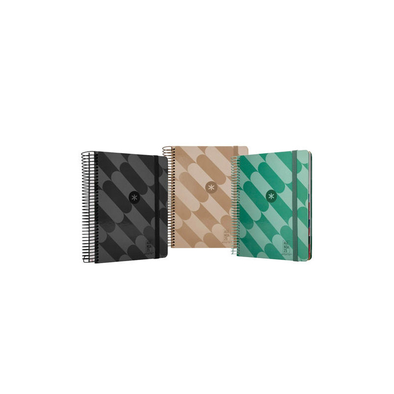 AGENDA ESPIRAL ANTARTIK PATTERN A5+ 2025 DIA PAGINA COLORES SURTIDOS PAPEL 80 GR