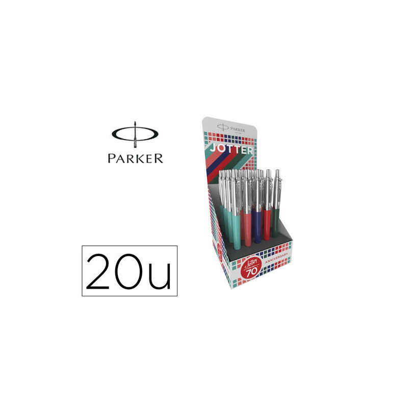 BOLIGRAFO PARKER JOTTER ORIGINAL 70 ANIVERSARIO EXPOSITOR DE 20 UNIDADES COLORES SURTIDOS