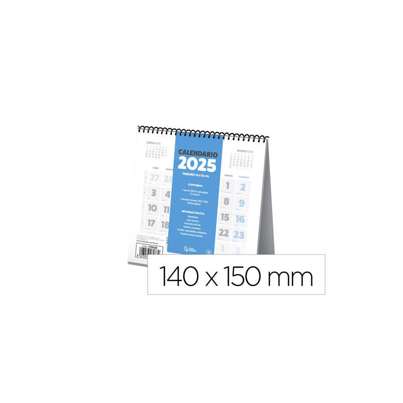 CALENDARIO ESPIRAL TRIANGULAR LIDERPAPEL DE SOBREMESA SERIE CLASICO 2025 14X15 CM PAPEL 128 GR