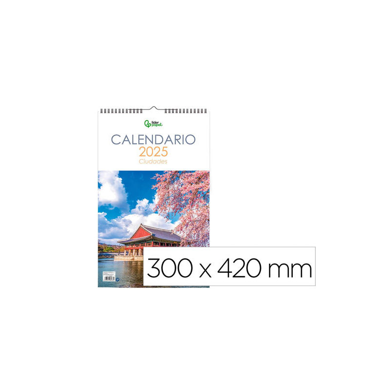 CALENDARIO ESPIRAL PARED LIDERPAPEL IMAGENES CIUDADES 2025 PARA ESCRIBIR 25X40 CM PAPEL 157 GR