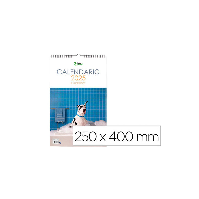 CALENDARIO ESPIRAL PARED LIDERPAPEL IMAGENES PERROS 2025 PARA ESCRIBIR 25X40 CM PAPEL 157 GR