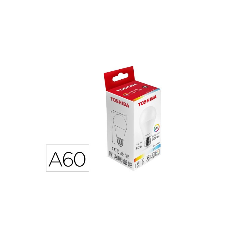 BOMBILLA LED TOSHIBA A60 E27 8.5W 6500K LUZ FRIA