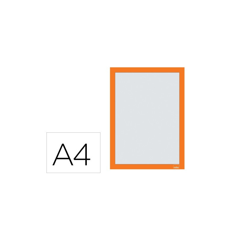 MARCO PORTA ANUNCIOS NOBO DIN A4 MARCO MAGNETICO AUTOADHESIVO COLOR NARANJA PACK DE 2 UNIDADES