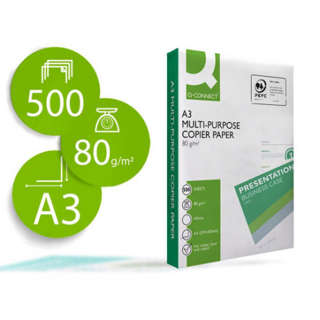PAPEL FOTOCOPIADORA Q-CONNECT ECONOMY DIN A3 80 GRAMOS PAQUETE DE 500 HOJAS PAPEL FOTOCOPIADORA Q-CONNECT ECONOMY DIN A3 80 GRAMOS PAQUETE DE 500 HOJAS
