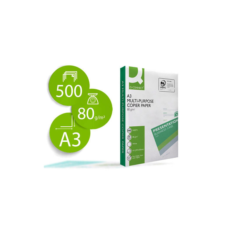 PAPEL FOTOCOPIADORA Q-CONNECT ECONOMY DIN A3 80 GRAMOS PAQUETE DE 500 HOJAS