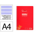 CUADERNO ESPIRAL LIDERPAPEL DIN A4 PAUTAGUIA TAPA PLASTICO80H 90GR CUADRO PAUTADO 3MM CON MARGEN COL