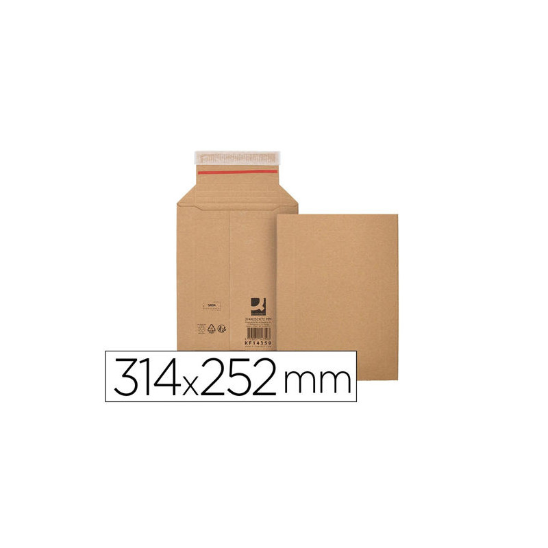 SOBRE PARA ENVIOS Q-CONNECT CARTON 100% RECICLADO Y RECICLABLE CIERRE AUTOADHESIVO314X252X72 MM COLO