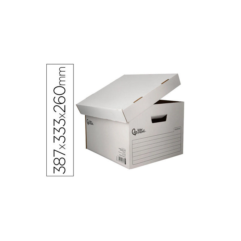 CAJON CONTENEDOR LIDERPAPEL CARTON AUTOMATICO PARA 3 CAJASARCHIVO DEFINITIVO FOLIO / 4 ARCHIVADORES 