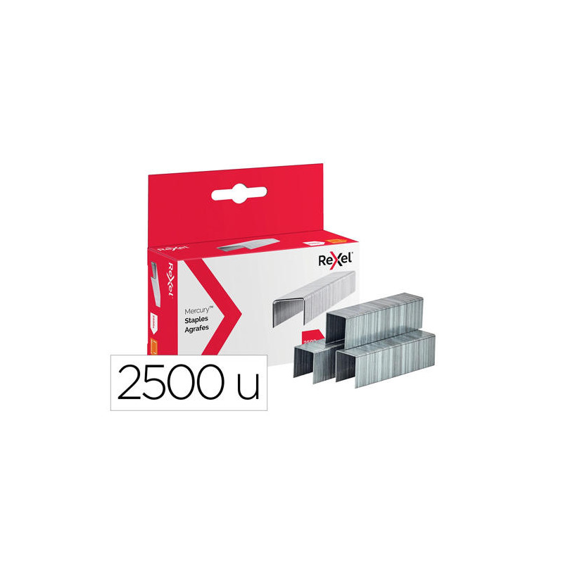 GRAPAS REXEL MERCURY ACERO INOXIDABLE CAJA DE 2500 UNIDADES