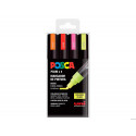 ROTULADOR UNI POSCA PC-5M/4C MARCADOR DE PINTURA PUNTA CONICA 1,8-2,5 MM BOLSA DE 4 UNIDADES COLORES