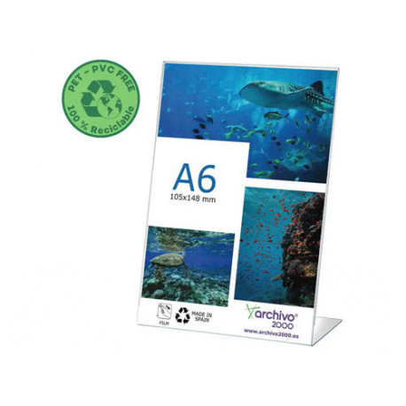 EXPOSITOR SOBREMESA ARCHIVO 2000 PET FLEXIBLE 100% RECICLABLE DIN A6 VERTICAL FORMA L TRANSPARENTE EXPOSITOR SOBREMESA ARCHIVO 2000 PET FLEXIBLE 100% RECICLABLE DIN A6 VERTICAL FORMA L TRANSPARENTE