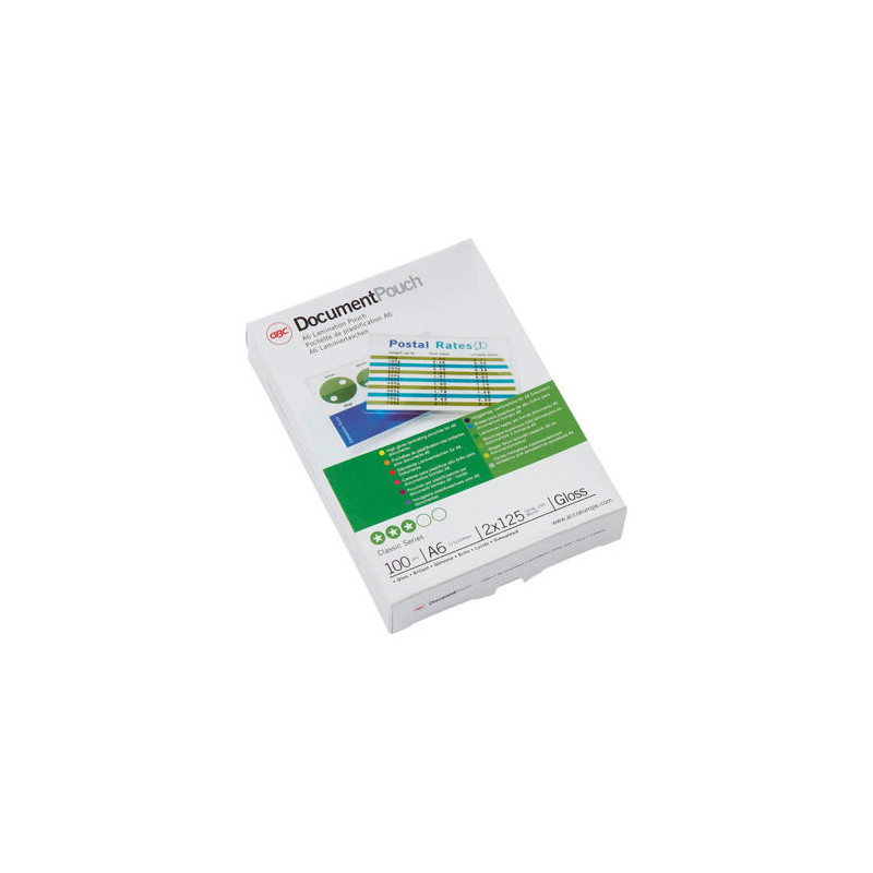 BOLSA DE PLASTIFICAR GBC DIN A6 2X125 MICRAS CAJA DE 100 UNIDADES