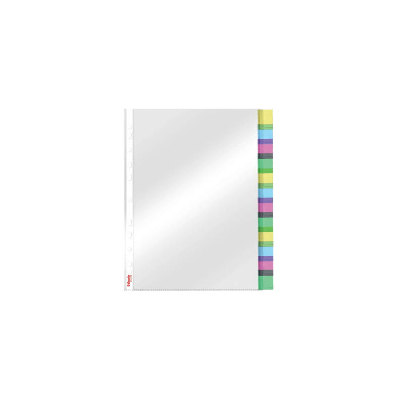 FUNDA MULTITALADRO ESSELTE CON PESTAÑAS DIN A4 POLIPROPILENO CRISTAL CON REFUERZO 85 MC PACK DE 12