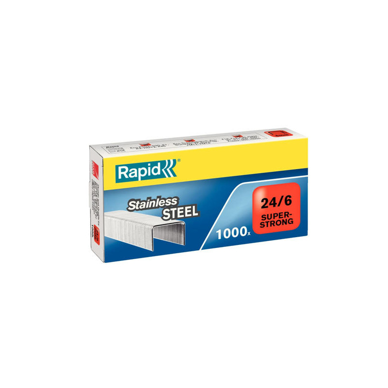 GRAPAS RAPID 24/6 SUPER STRONG ACERO INOXIDABLE CAJA 1000 UNIDADES