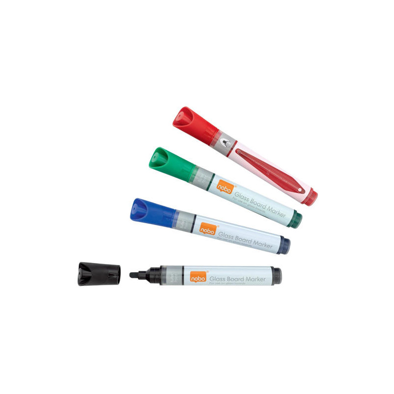 ROTULADOR NOBO PARA PIZARRA CRISTAL BOLSA DE 4 UNIDADES COLORES SURTIDOS